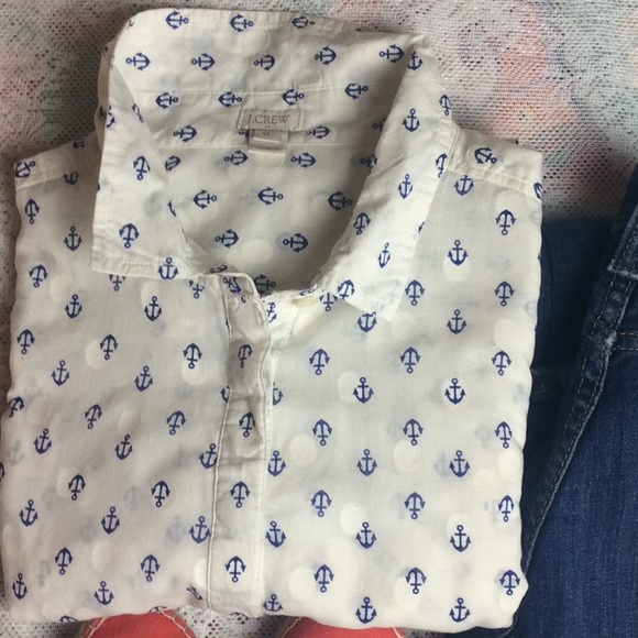 J. Crew Factory Tops - J. Crew Factory Anchor & Dot Popover